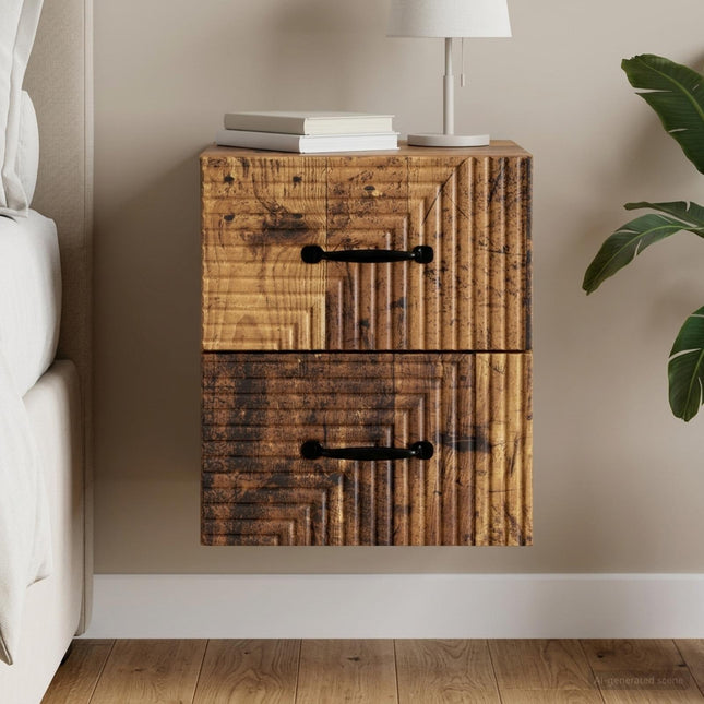 Væghængt Natbord Gammelt træ 34,5 x 33 x 40 cm Konstrueret træ