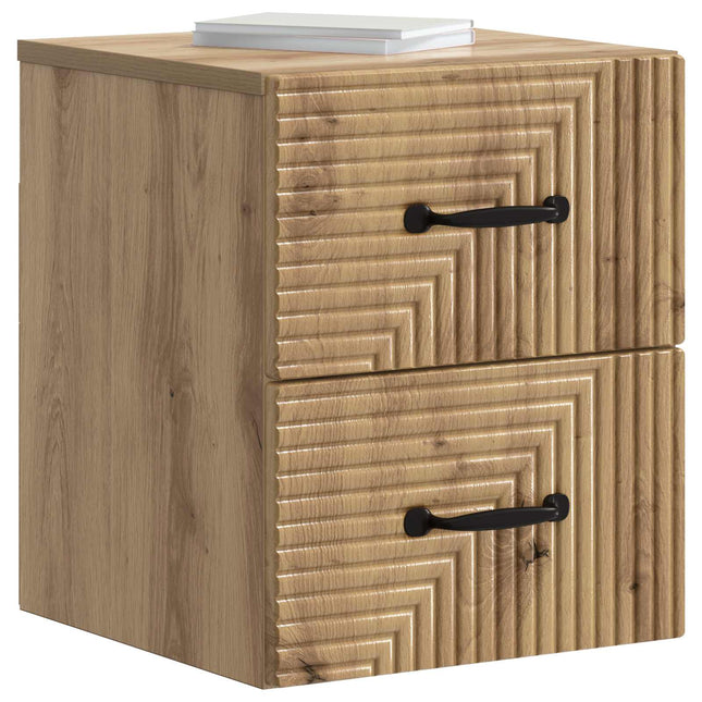 Væghængt Natbord med skuffe 2 pcs Artisan-eg 34,5 x 33 x 40 cm