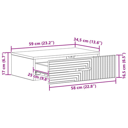 Væghængt Sideskab Hvid 59 x 34,5 x 17 cm Konstrueret træ