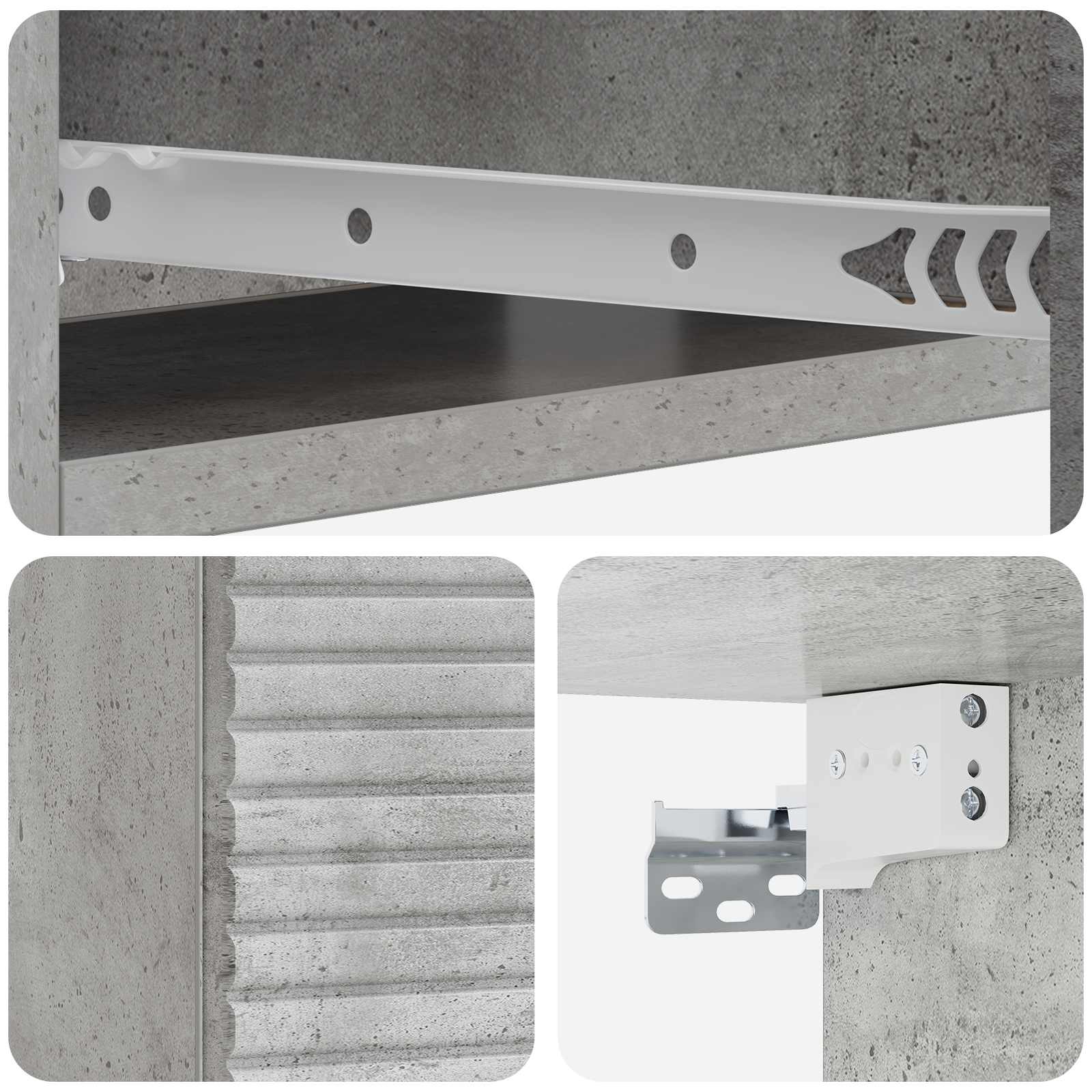 Væghængt Sideskab Betongrå 59 x 34,5 x 17 cm Konstrueret træ