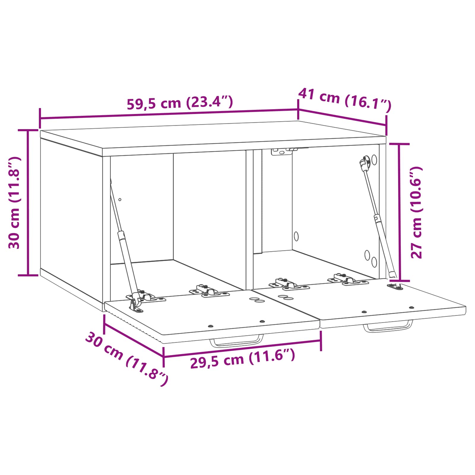 Væghængt TV-skab Røget eg 59,5 x 41 x 30 cm Konstrueret træ