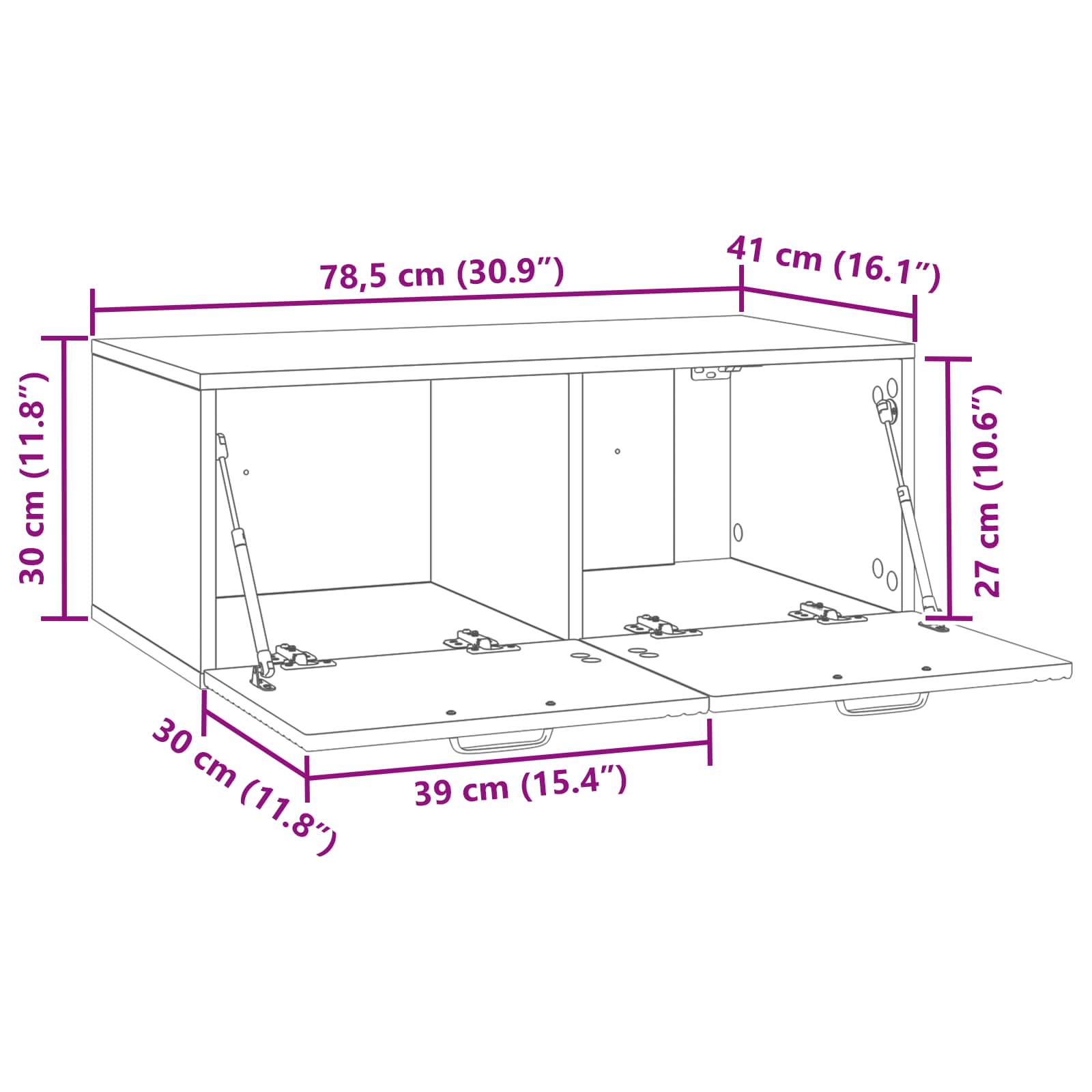 Væghængt TV-skab Sonoma-eg 78,5 x 41 x 30 cm Konstrueret træ