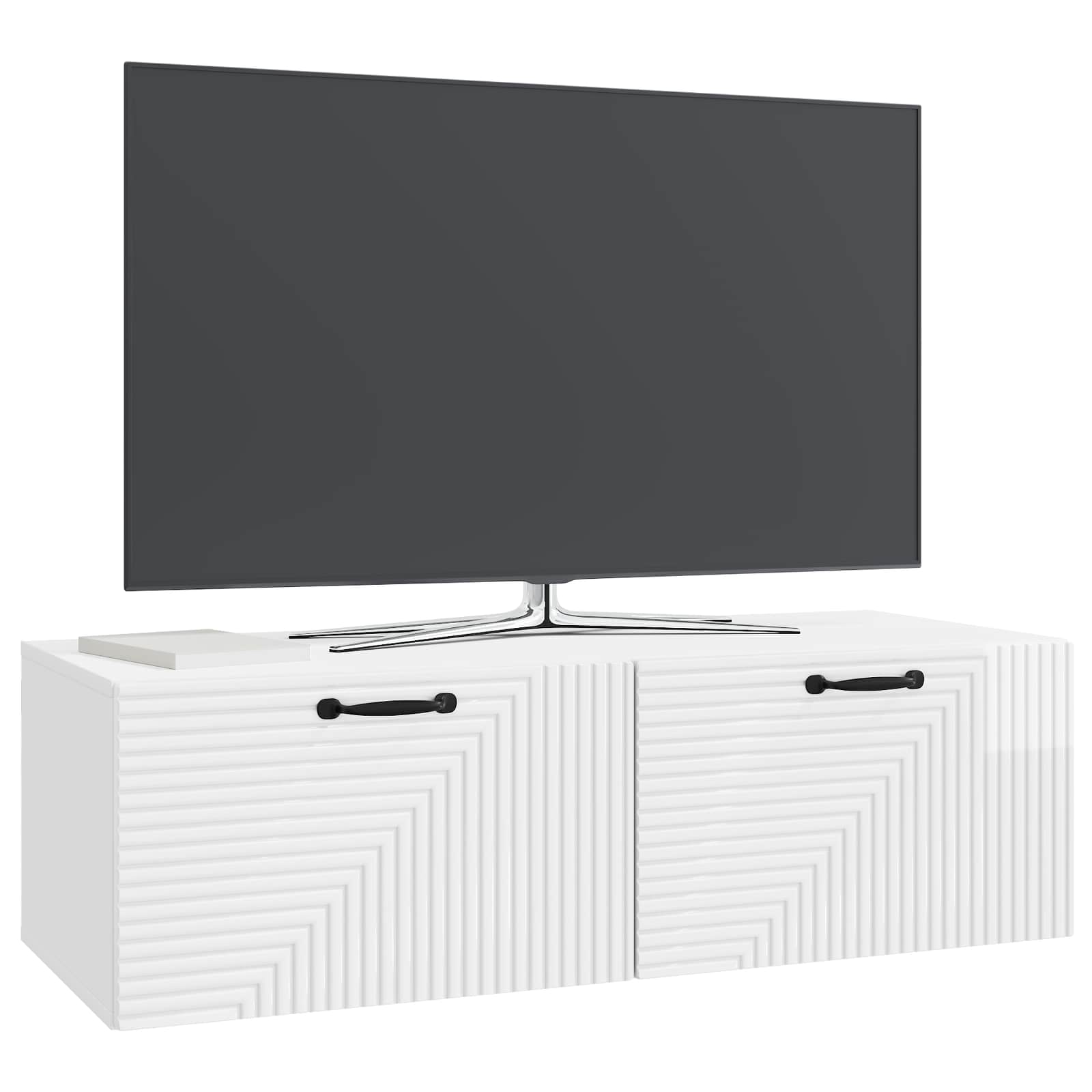 Væghængt TV-skab Hvid højglans 98 x 41 x 30 cm Konstrueret træ