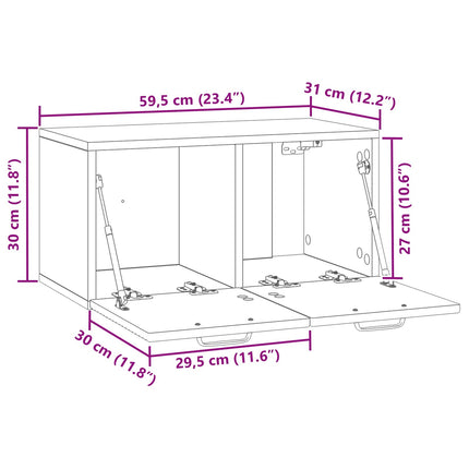 Væghængt TV-skab Vægmonteret Hvid højglans 59,5 x 31 x 30 cm
