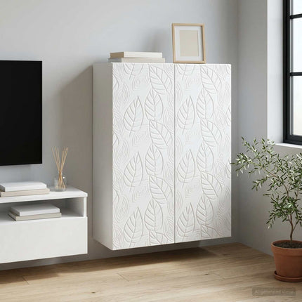 Vægmonteret skab Hvid 66 x 34,5 x 90 cm Konstrueret træ