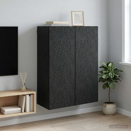 Vægmonteret skab Sort 66 x 34,5 x 90 cm Konstrueret træ