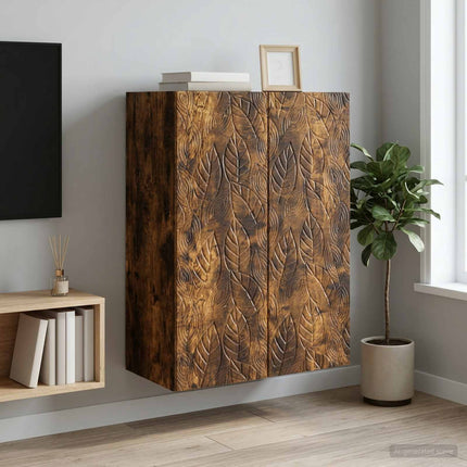 Vægmonteret skab Røget eg 66 x 34,5 x 90 cm Konstrueret træ