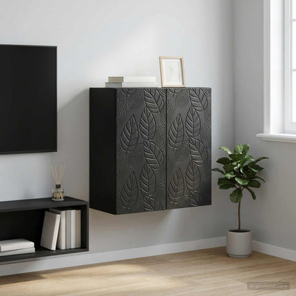 Vægmonteret skab Sort 59 x 31 x 60 cm Konstrueret træ