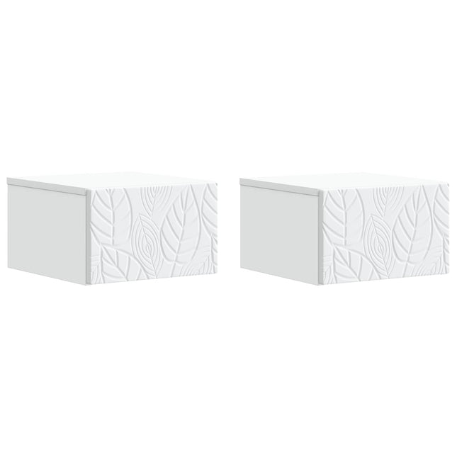 Væghængt Natbord 2 pcs Hvid 49 x 34,5 x 20 cm Konstrueret træ