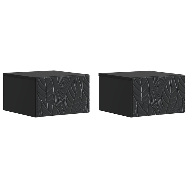 Væghængt Natbord 2 pcs Sort 49 x 34,5 x 20 cm Konstrueret træ