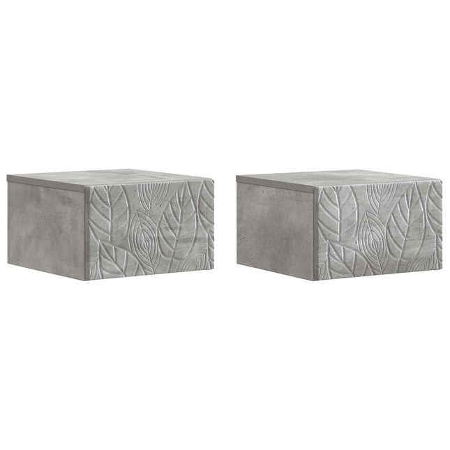 Væghængt Natbord 2 pcs Betongrå 49 x 34,5 x 20 cm