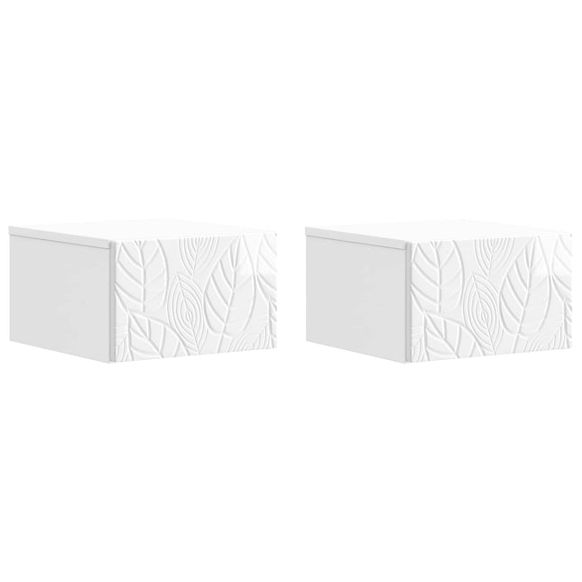 Væghængt Natbord 2 pcs Hvid højglans 49 x 34,5 x 20 cm