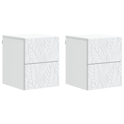 Væghængt Natbord 2 pcs Hvid 34,5 x 33 x 40 cm Konstrueret træ