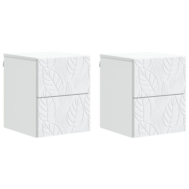 Væghængt Natbord 2 pcs Hvid 34,5 x 33 x 40 cm Konstrueret træ