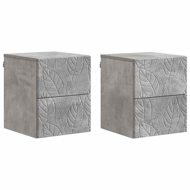Væghængt Natbord 2 pcs Betongrå 34,5 x 33 x 40 cm