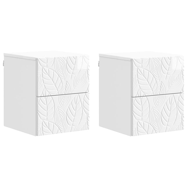 Væghængt Natbord 2 pcs Hvid højglans 34,5 x 33 x 40 cm