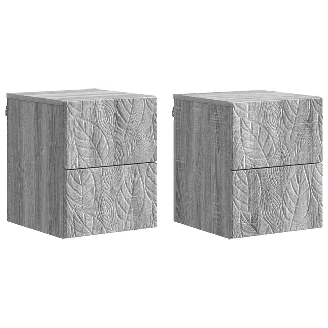 Væghængt Natbord 2 stk. Grå Sonoma 34,5 x 33 x 40 cm