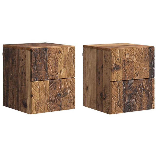 Væghængt Natbord 2 pcs Gammelt træ 34,5 x 33 x 40 cm