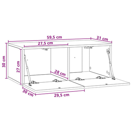 Væghængt TV-skab 59,5 x 31 cm Røget eg Konstrueret træ