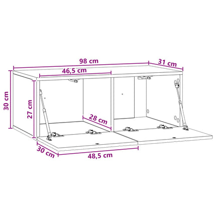 Væghængt TV-skab 98 x 31 cm Grå Sonoma Konstrueret træ