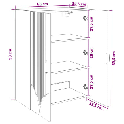 Vægmonteret skab Røget eg 66 x 34,5 x 90 cm Konstrueret træ