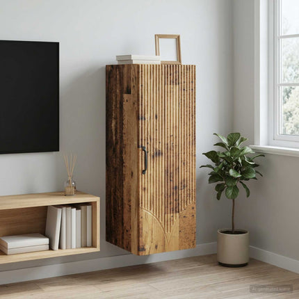 Vægmonteret skab Gammelt træ 33 x 34,5 x 90 cm Konstrueret træ