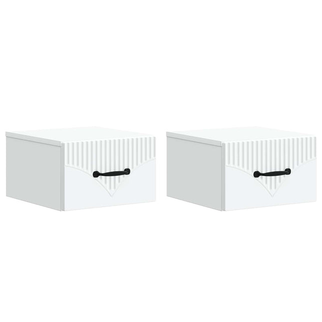 Væghængt Natbord 2 stk. Hvid 34,5 x 33 x 20 cm Konstrueret træ