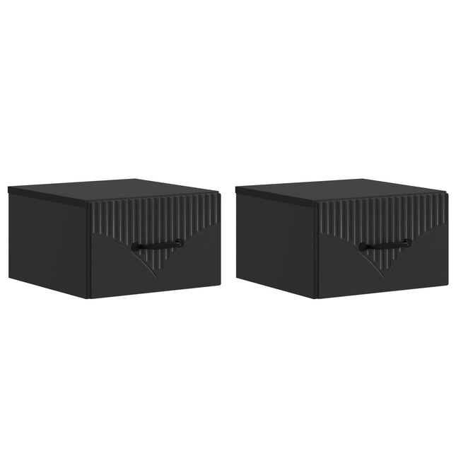 Væghængt Natbord 2 pcs Sort 34,5 x 33 x 20 cm Konstrueret træ