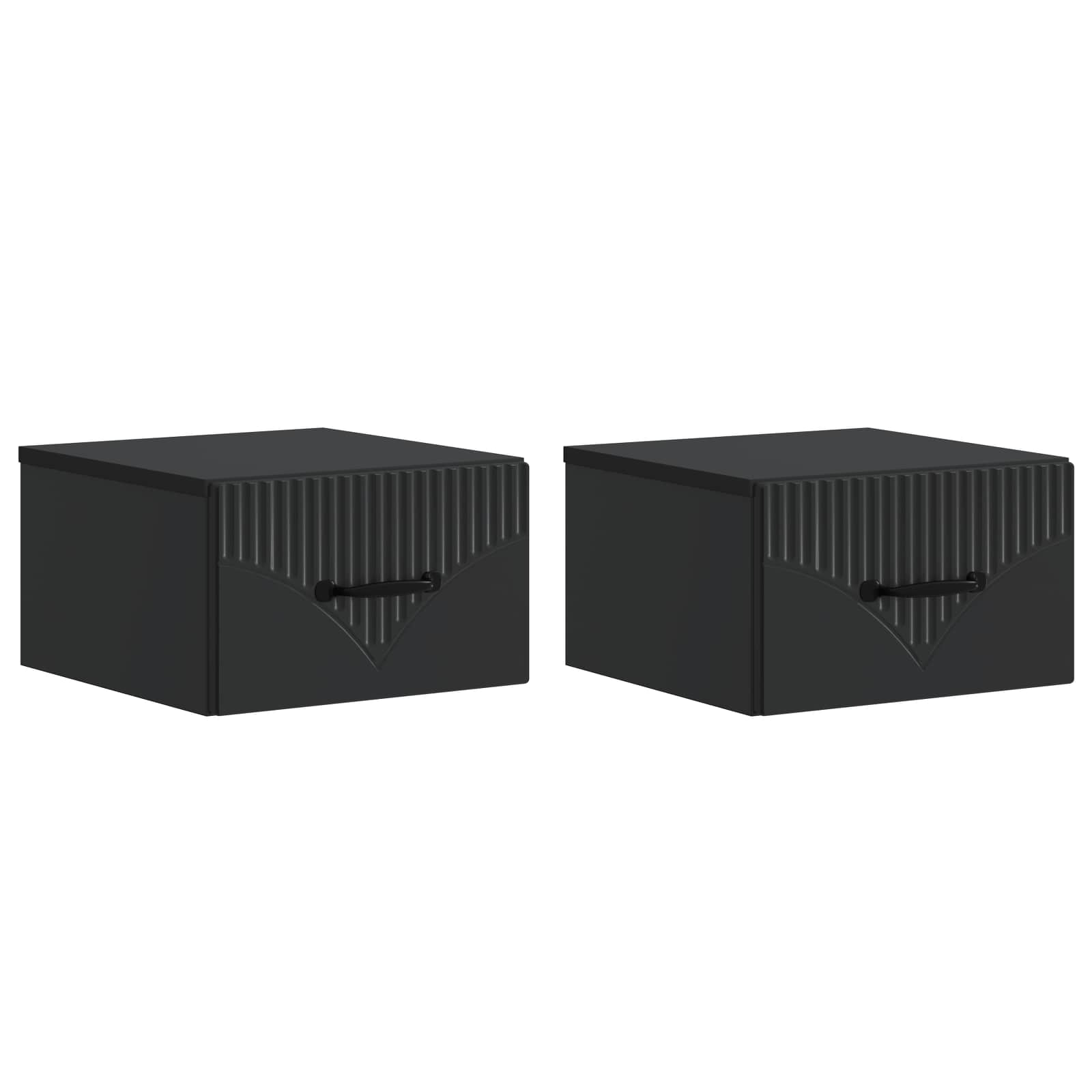 Væghængt Natbord 2 pcs Sort 34,5 x 33 x 20 cm Konstrueret træ