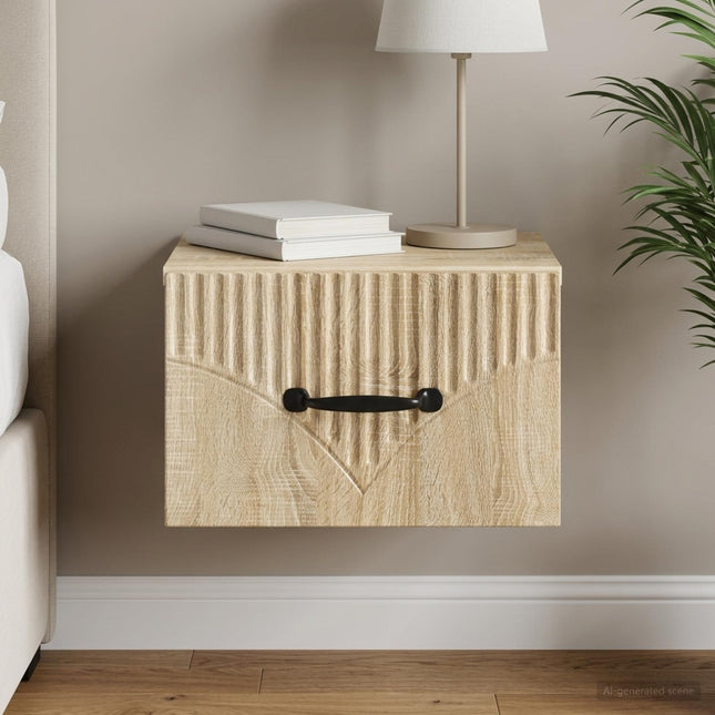 Væghængt Natbord Sonoma-eg 34,5 x 33 x 20 cm Konstrueret træ