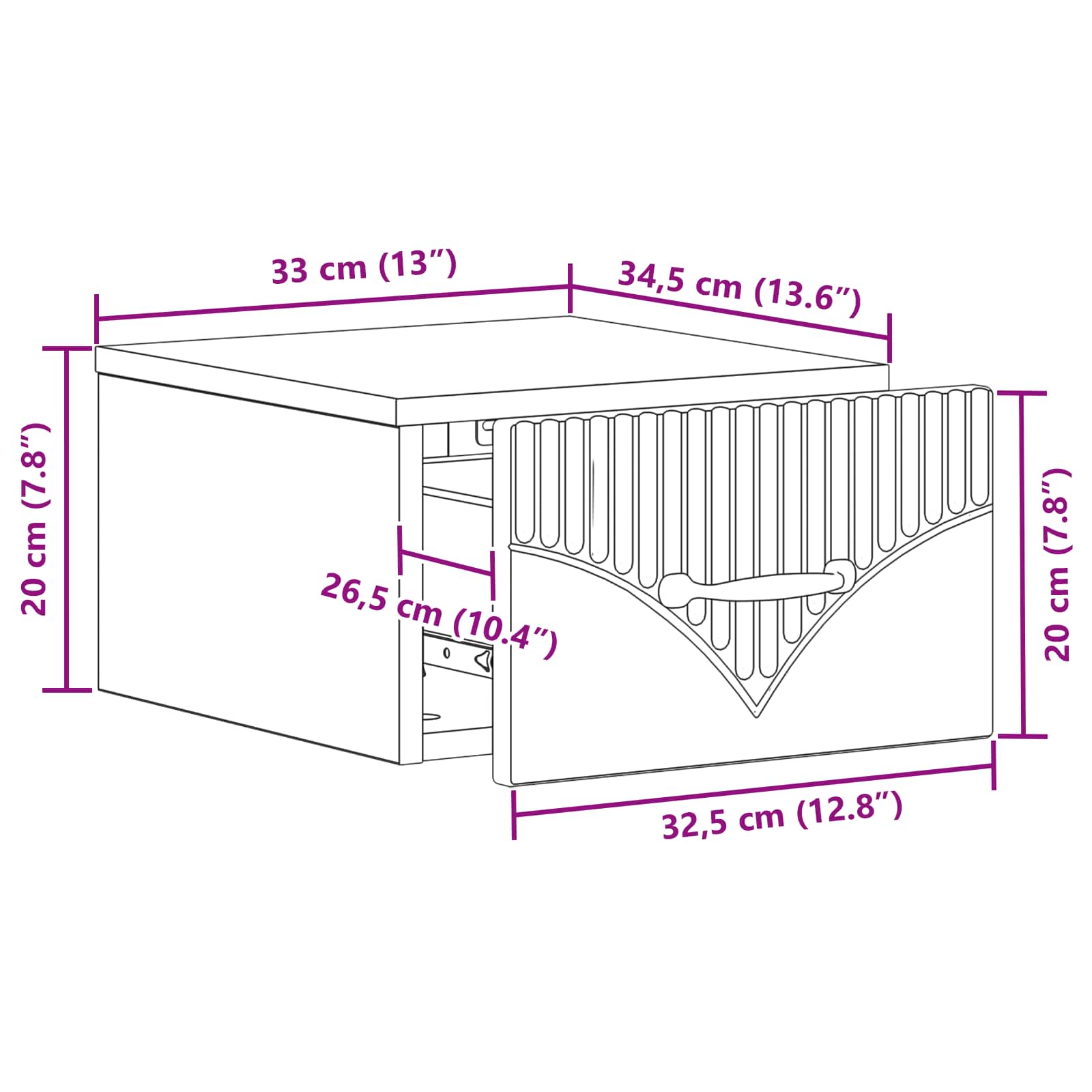 Væghængt Natbord Sonoma-eg 34,5 x 33 x 20 cm Konstrueret træ