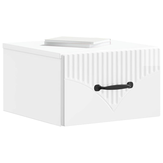 Væghængt Natbord 2 pcs Hvid højglans 34,5 x 33 x 20 cm