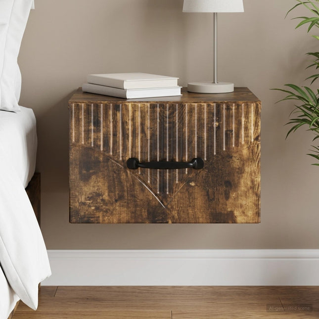 Væghængt Natbord Røget eg 34,5 x 33 x 20 cm Konstrueret træ