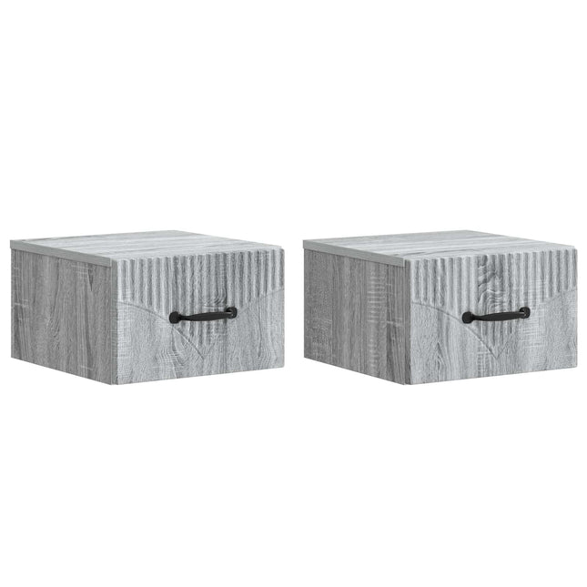 Væghængt Natbord 2 pcs Grå sonoma-eg 34,5 x 33 x 20 cm