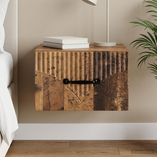 Væghængt Natbord Gammelt træ 34,5 x 33 x 20 cm Konstrueret træ