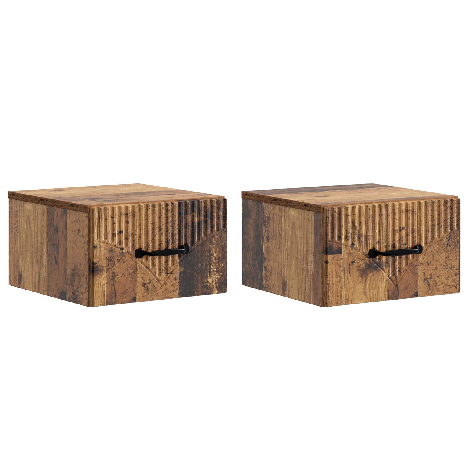 Væghængt Natbord med skuffe 2 pcs Gammelt træ 34,5 x 33 x 20 cm