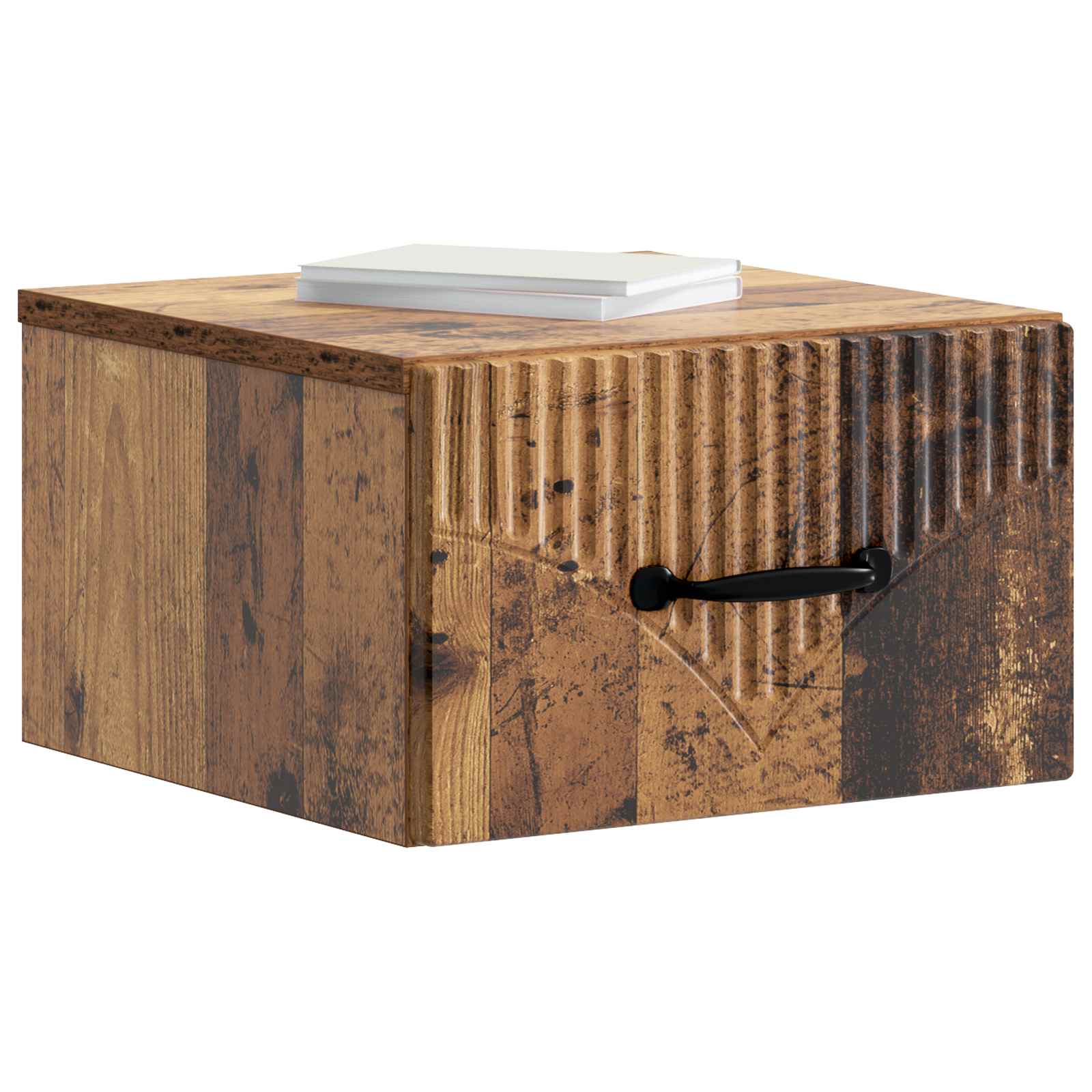 Væghængt Natbord med skuffe 2 pcs Gammelt træ 34,5 x 33 x 20 cm