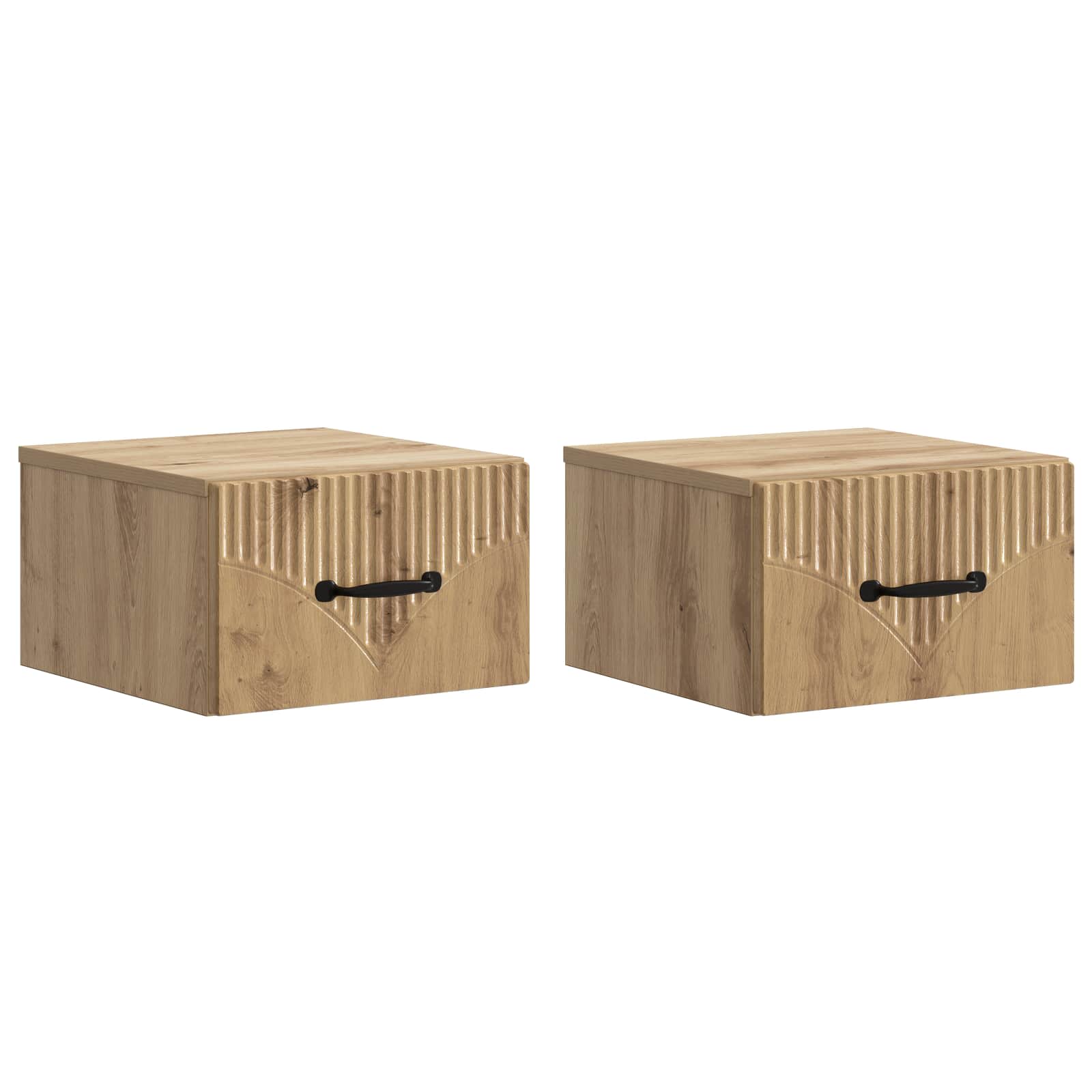 Væghængt Natbord med skuffe 2 pcs Artisan-eg 34,5 x 33 x 20 cm