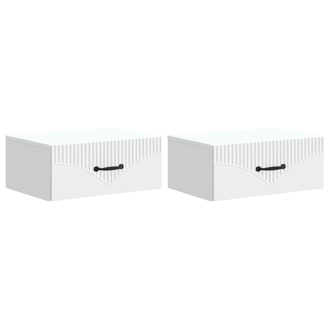 Væghængt Natbord 2 pcs Hvid 49 x 34,5 x 20 cm Konstrueret træ