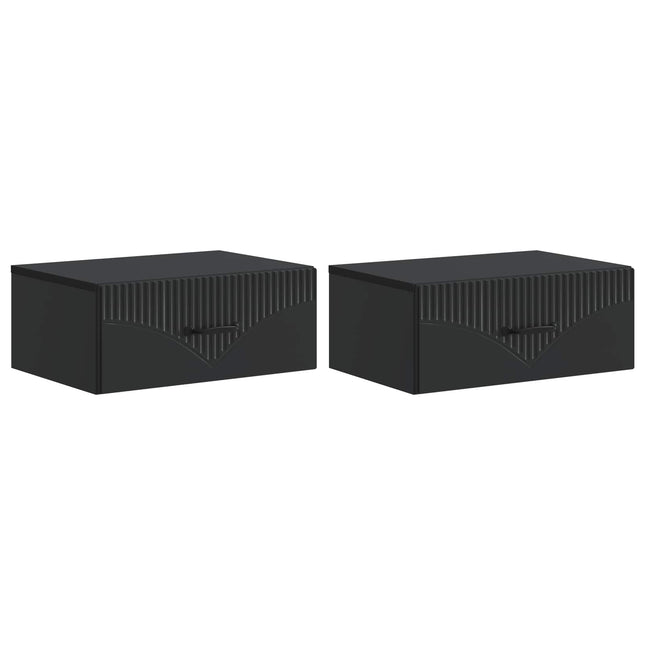 Væghængt Natbord 2 pcs Sort 49 x 34,5 x 20 cm Konstrueret træ