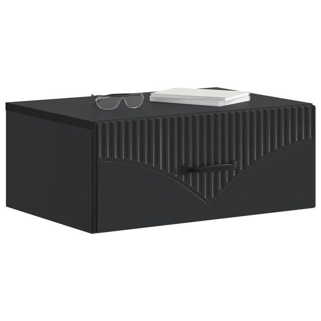 Væghængt Natbord 2 pcs Sort 49 x 34,5 x 20 cm Konstrueret træ