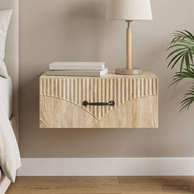 Væghængt Natbord Sonoma-eg 49 x 34,5 x 20 cm Konstrueret træ