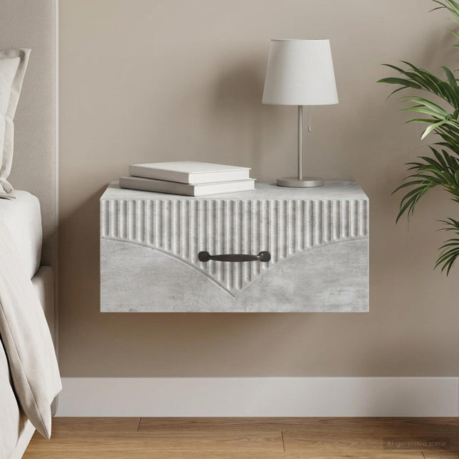 Væghængt Natbord Betongrå 49 x 34,5 x 20 cm Konstrueret træ