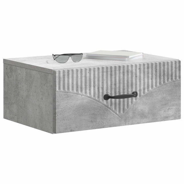 Væghængt Natbord Betongrå 49 x 34,5 x 20 cm Konstrueret træ