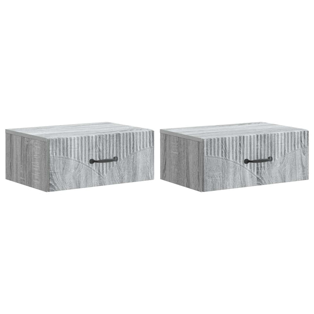 Væghængt Natbord 2 pcs Grå sonoma-eg 49 x 34,5 x 20 cm