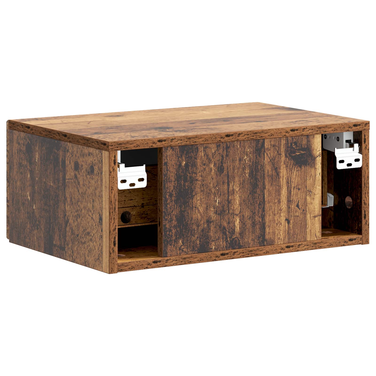 Væghængt Natbord med skuffe 2 pcs Gammelt træ 49 x 34,5 x 20 cm