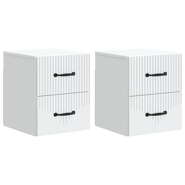 Væghængt Natbord 2 pcs Hvid 34,5 x 33 x 40 cm Konstrueret træ