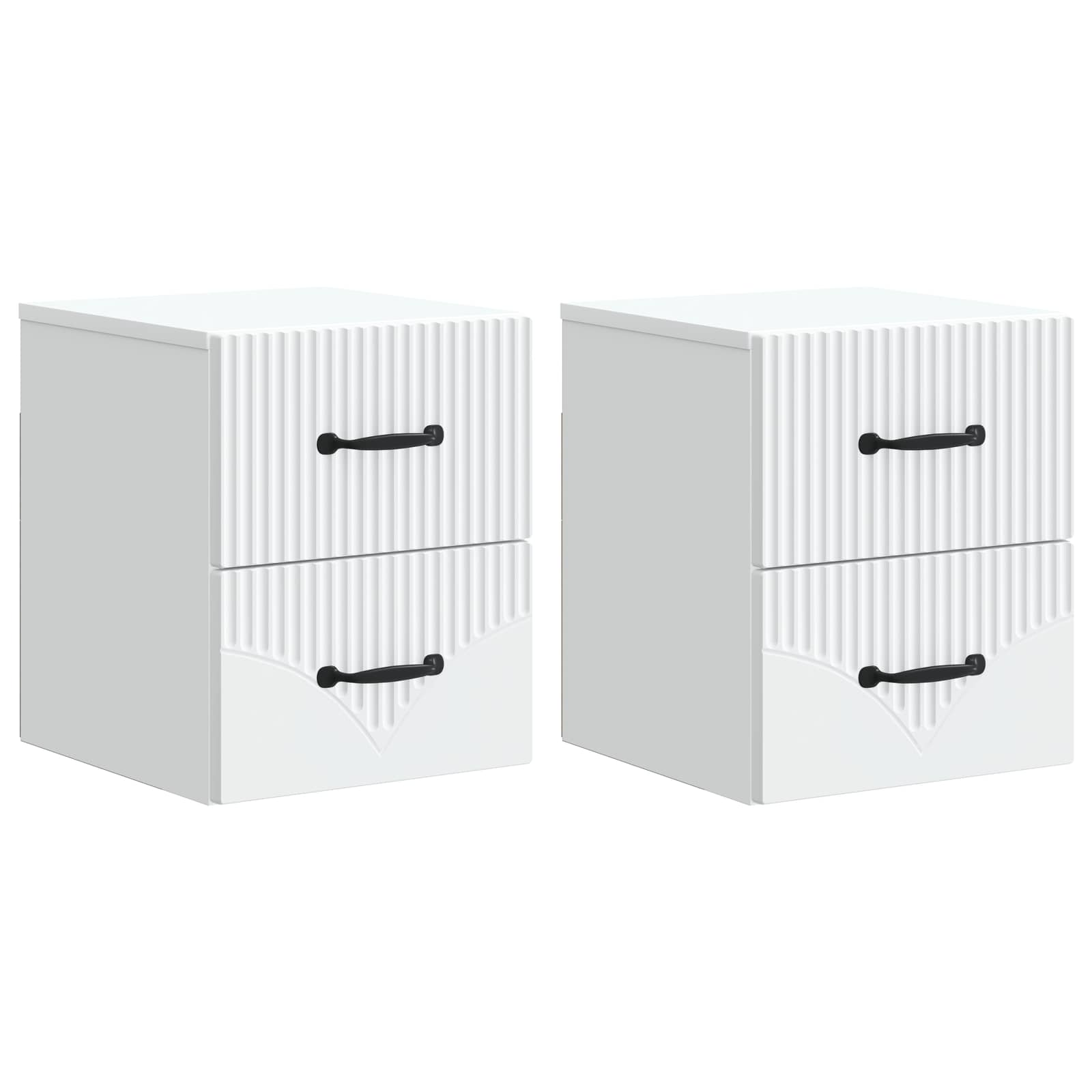 Væghængt Natbord 2 pcs Hvid 34,5 x 33 x 40 cm Konstrueret træ