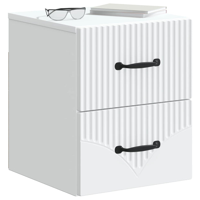 Væghængt Natbord 2 pcs Hvid 34,5 x 33 x 40 cm Konstrueret træ