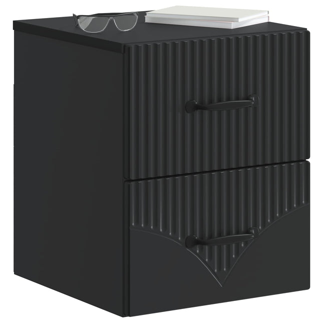 Væghængt Natbord 2 pcs Sort 34,5 x 33 x 40 cm Konstrueret træ